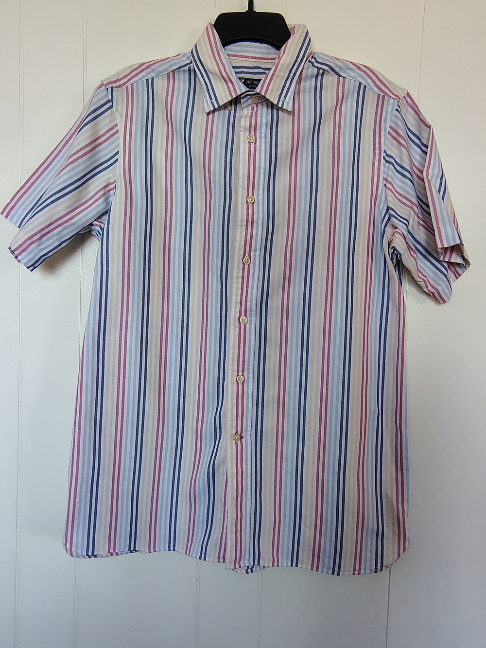 Daniel Cremieux Short-Sleeve Striped Button-Down Shirt - White, Blue, Pink M